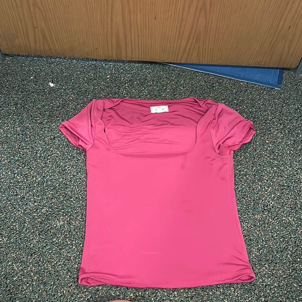 Pink square neck top